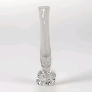 Retro Art Glass Bud Vase with Elephant Foot 7.5" Flower Glass Vase Mid-Century